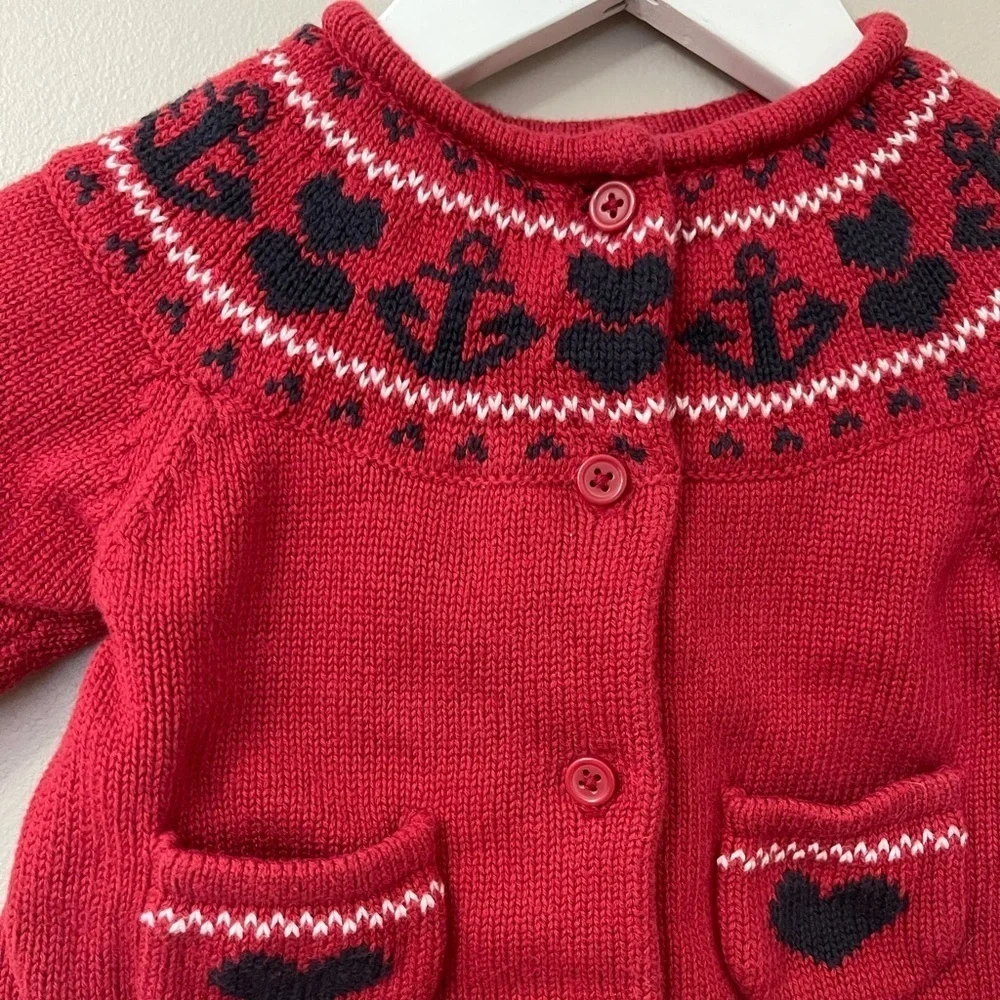Gymboree vintage nautical anchor red sweater